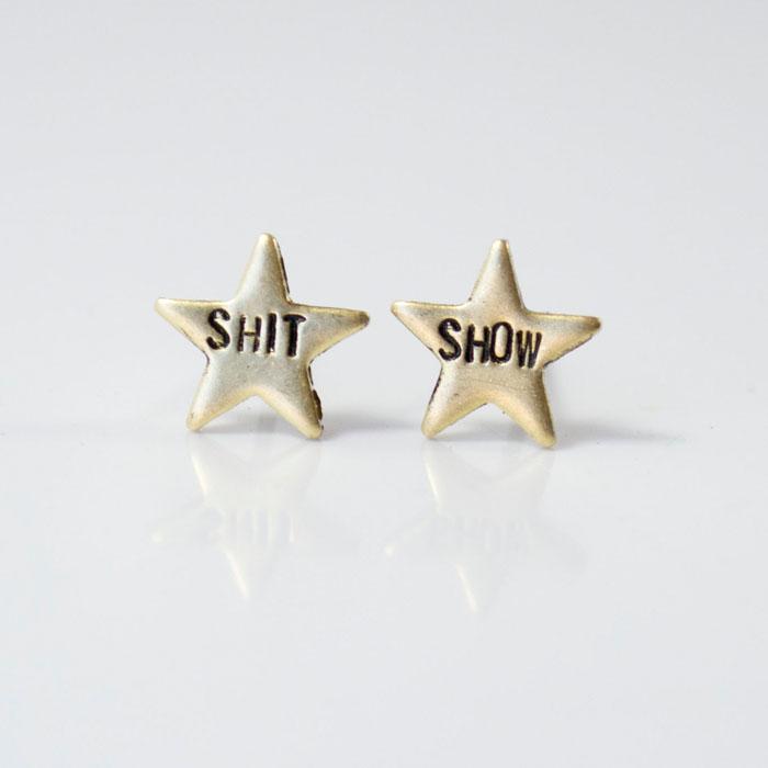 SHIT SHOW Earrings – Funny Star Studs | Hand Stamped Bad Word Jewelry