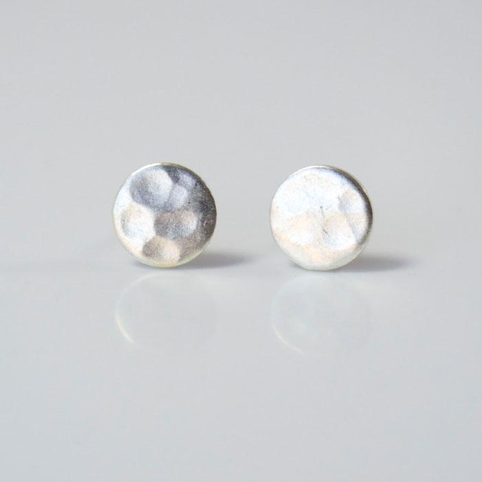 SILVER Hammered Circle Earrings