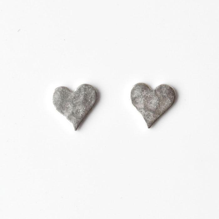 SILVER Hammered Heart Earrings