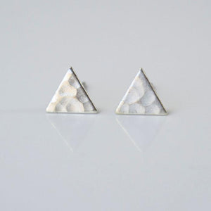 SILVER Hammered Triangle Earrings