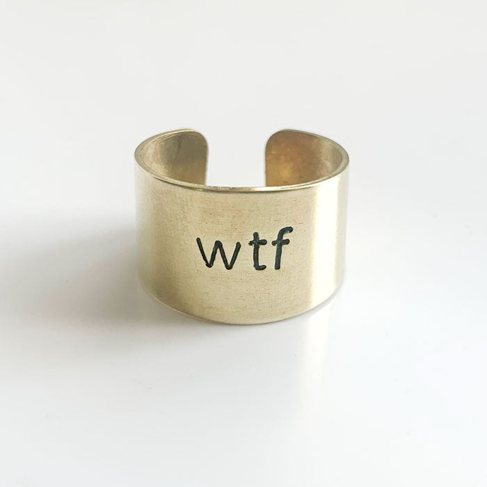 wtf, Hand-stamped Brass Ring