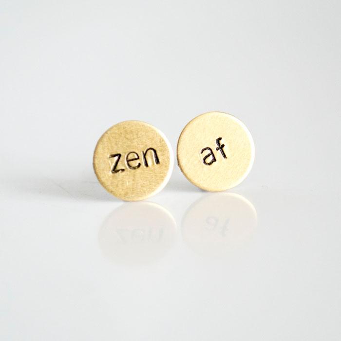 zen af Titanium Earrings – Hypoallergenic Yoga Jewelry | Minimalist Circle Studs for Sensitive Ears